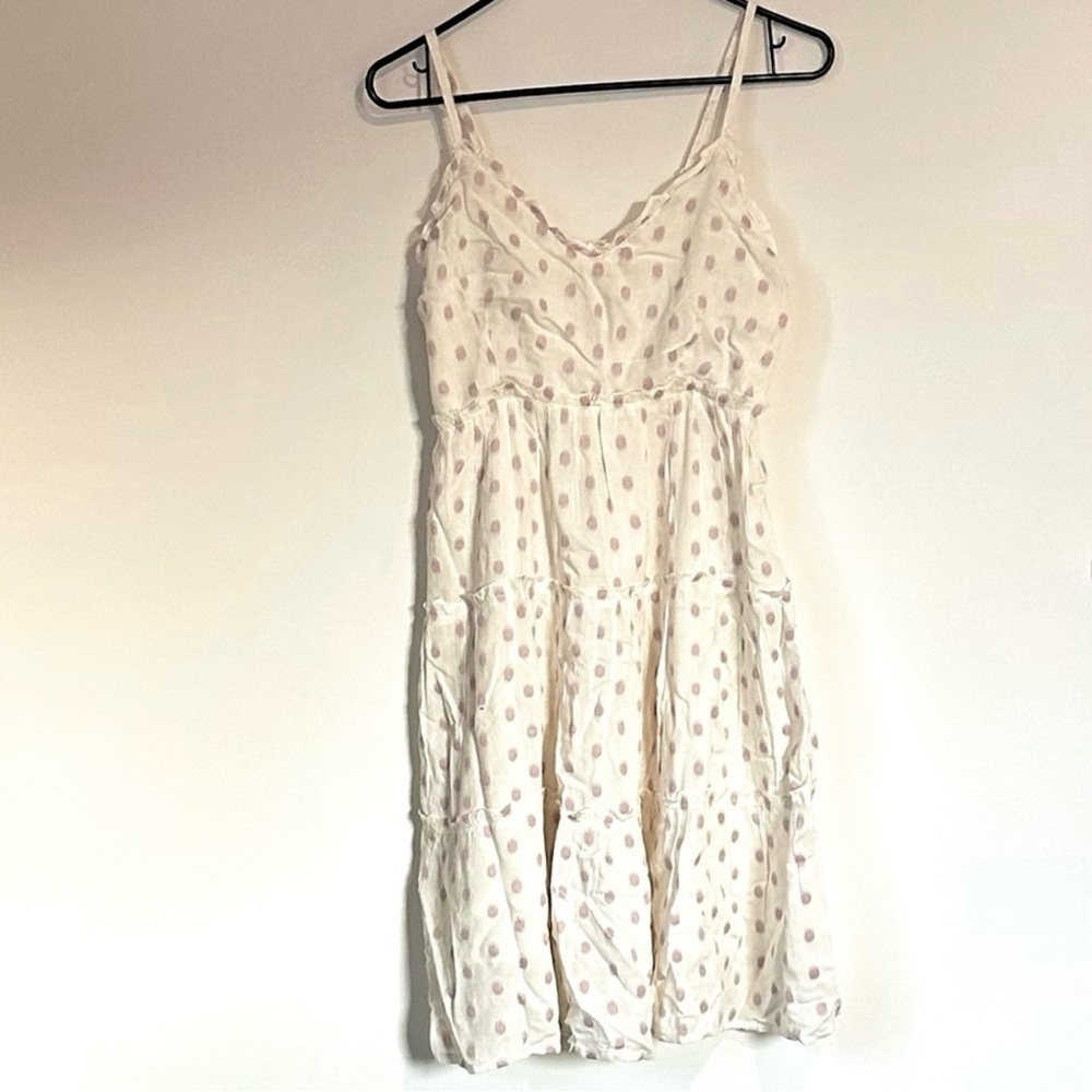 NWT Off White and Lilac Spaghetti Strap Polka Dot Dress - Large
